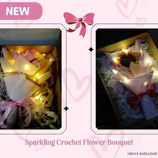 Crochet Flower Bouquet with Fairy Lights