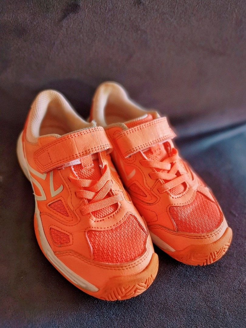 Decathlon ARTENGO Kids Girls Tennis Shoes TS560 Fluo peach Size 31 Foot Length within 19cm