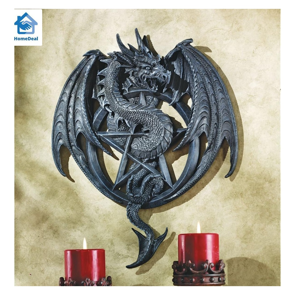 Design Toscano The Dragons Pentacle Wall Sculpture, Furniture