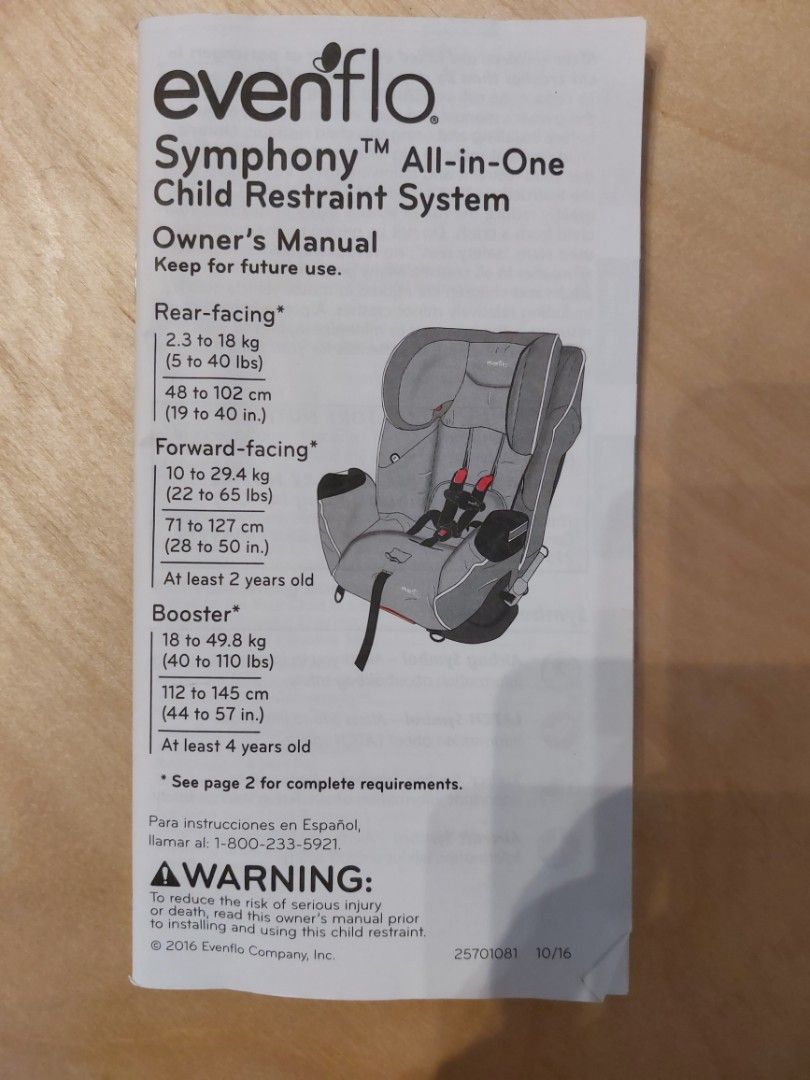 Evenflo made in US symphony all in one car seat Babies Kids