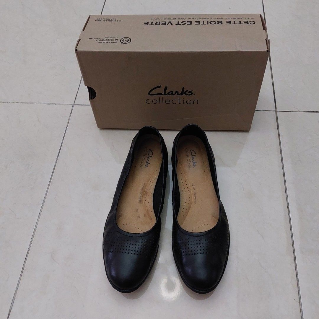Flat Shoes Clarks Original Jenette Ease Black Sepatu Wanita Hitam