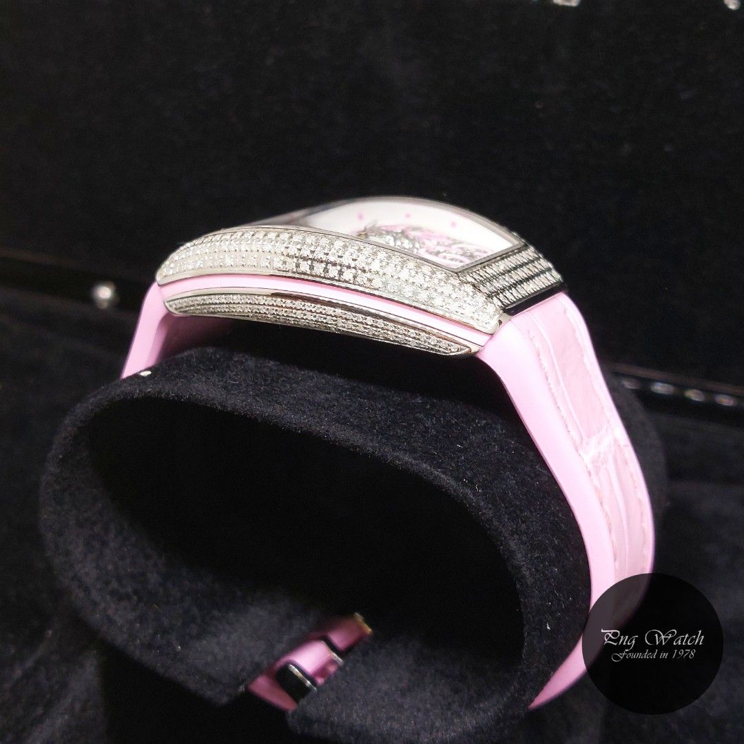 Franck Muller 32mm Pave Diamonds Setting Pink Vanguard REF V 32