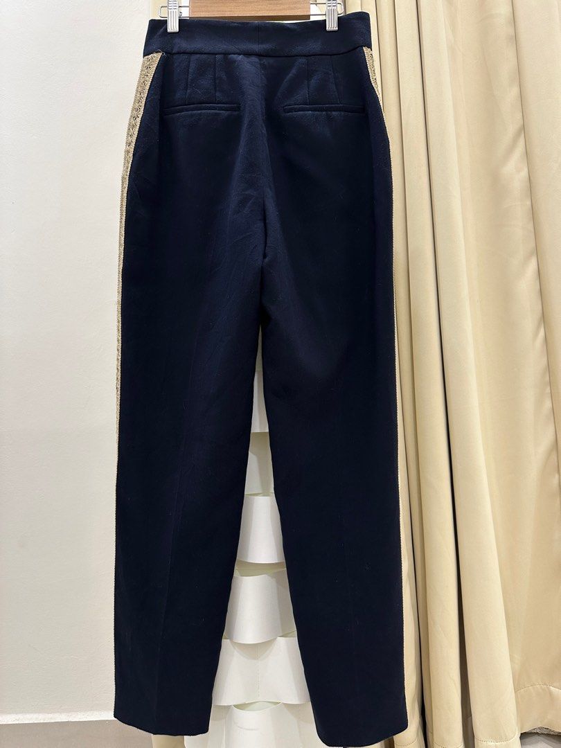 ANN4560: ZARA women XS To S size drawstring waist navy blue pants