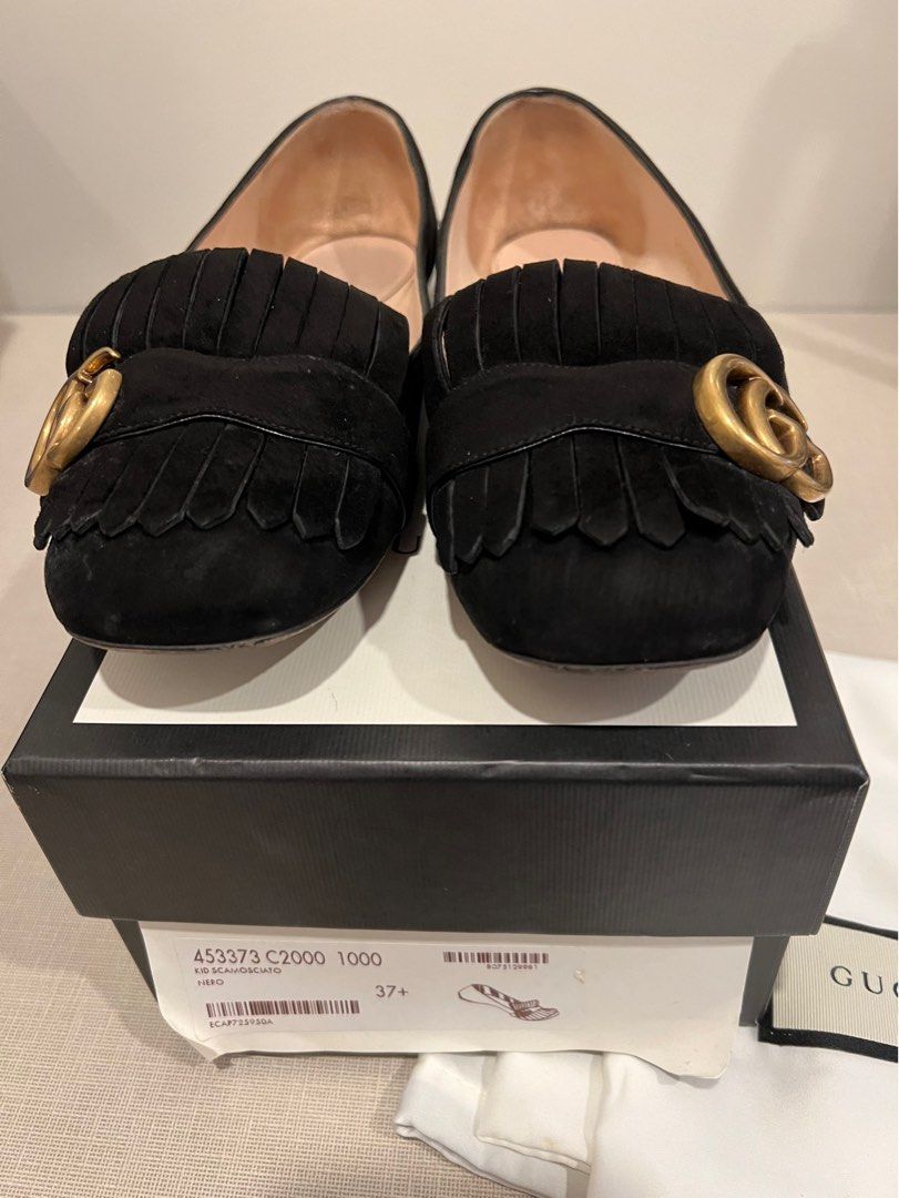 GUCCI SUEDE GG MARMONT BALLET FLATS