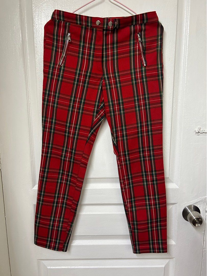 Checkered deals pants red