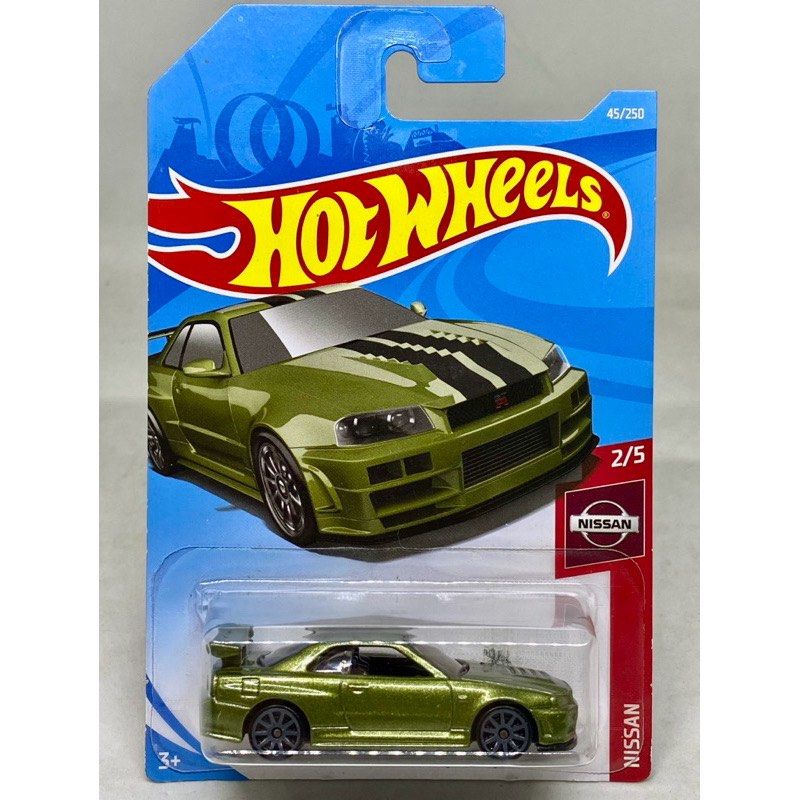 Hot Wheels NISSAN SKYLINE GT R BNR34 Metallic Military Green GTR R34 hot-wheels-nissan-skyline-gt-r-bnr34-metallic-military-green-gtr-r34