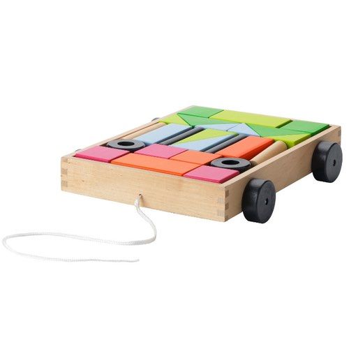 Ikea Wooden blocks with wagon