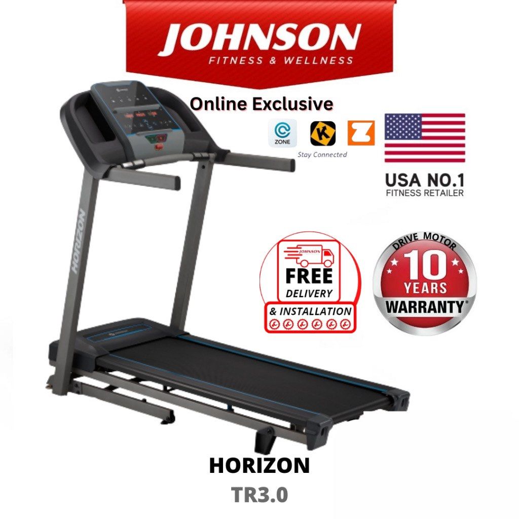 Johnson Fitness Horizon TR3.0 Treadmill [ Warranty On Drive Motor], Sports  Equipment, Exercise & Fitness, Cardio & Fitness Machines on Carousell