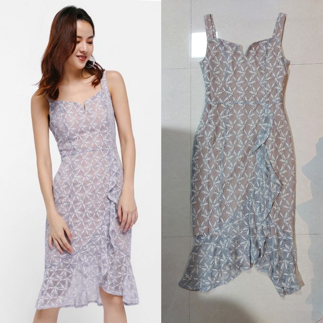 Elseth lace ruffle hem dress 2025