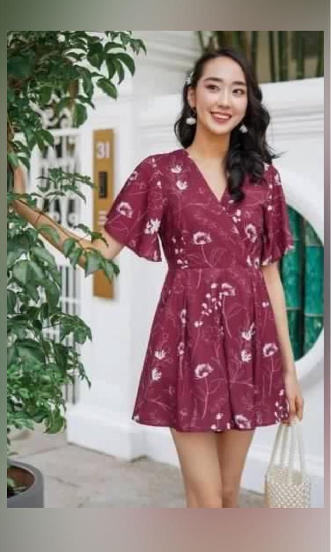 LOVET KAYLEE WRAP KIMONO FLORAL ROMPER