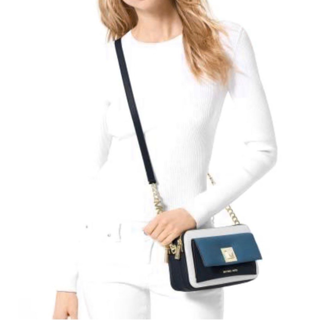 Michael michael kors sylvia tricolor crossgrain leather top zip satchel deals