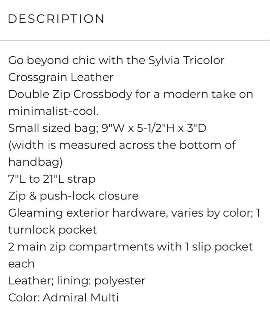 Sylvia tricolor crossgrain leather double zip crossbody deals