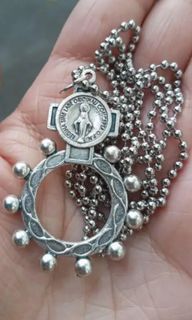 Miraculous medal pocket rosary necklace, made in Vatican Rome