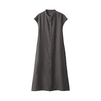 Muji Washed hemp French sleeve dress, Women's Fashion, Dresses
