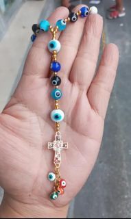 Murano Evil eye with evil crucifix protection car rosary, made in turkey