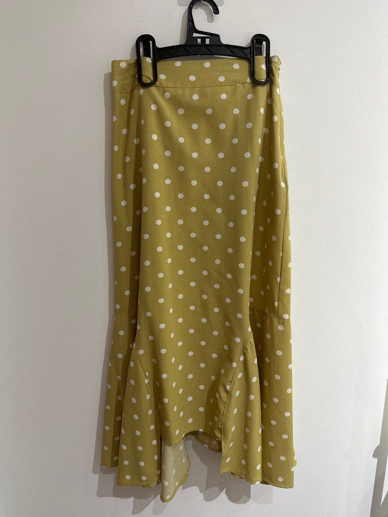 Mustard polka dot skirt new arrivals