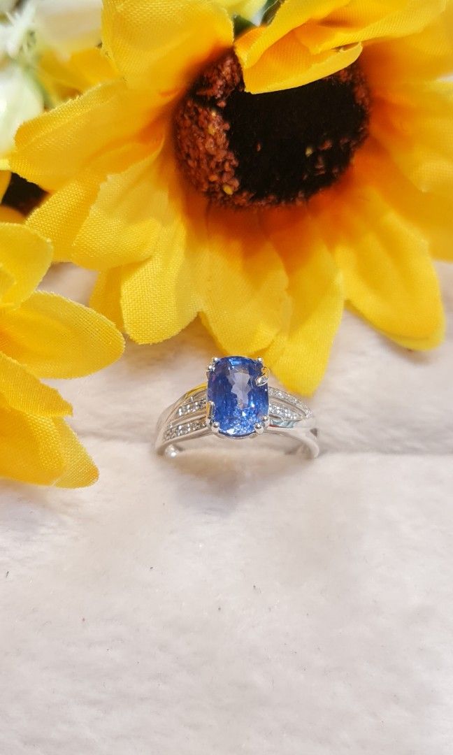 White gold blue sapphire engagement best sale ring