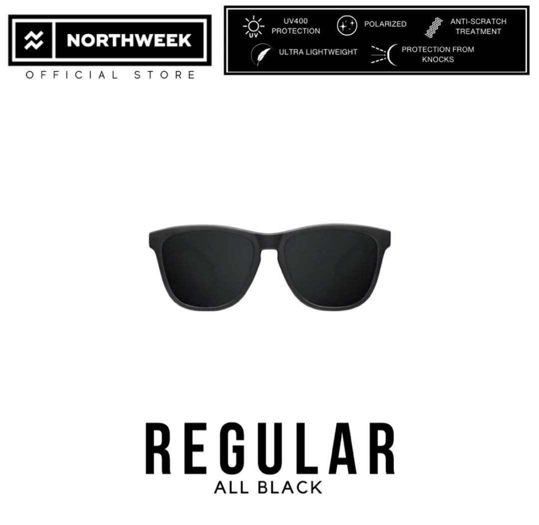 NORTHWEEK REGULAR ALL BLACK MEN WOMEN UNISEX POLARIZED UV400 PROTECTION SUNGLASSES ORIGINAL FROM SPAIN