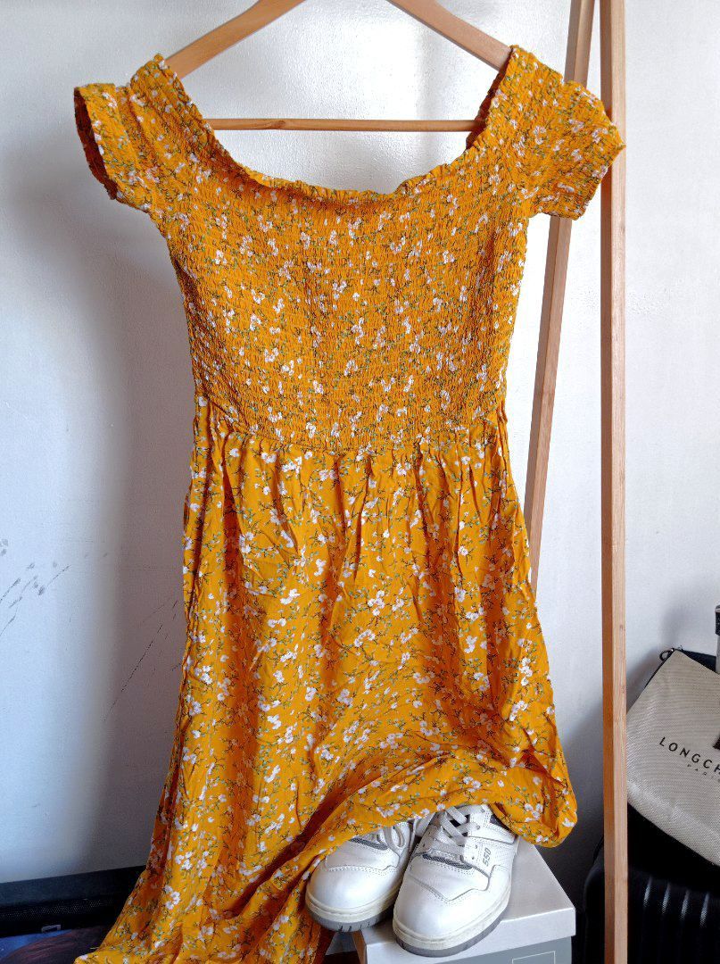 Old navy yellow floral dress cheap