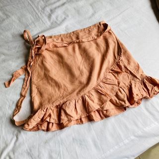 Peach Linen Mini Skirt / Bikini Cover Up