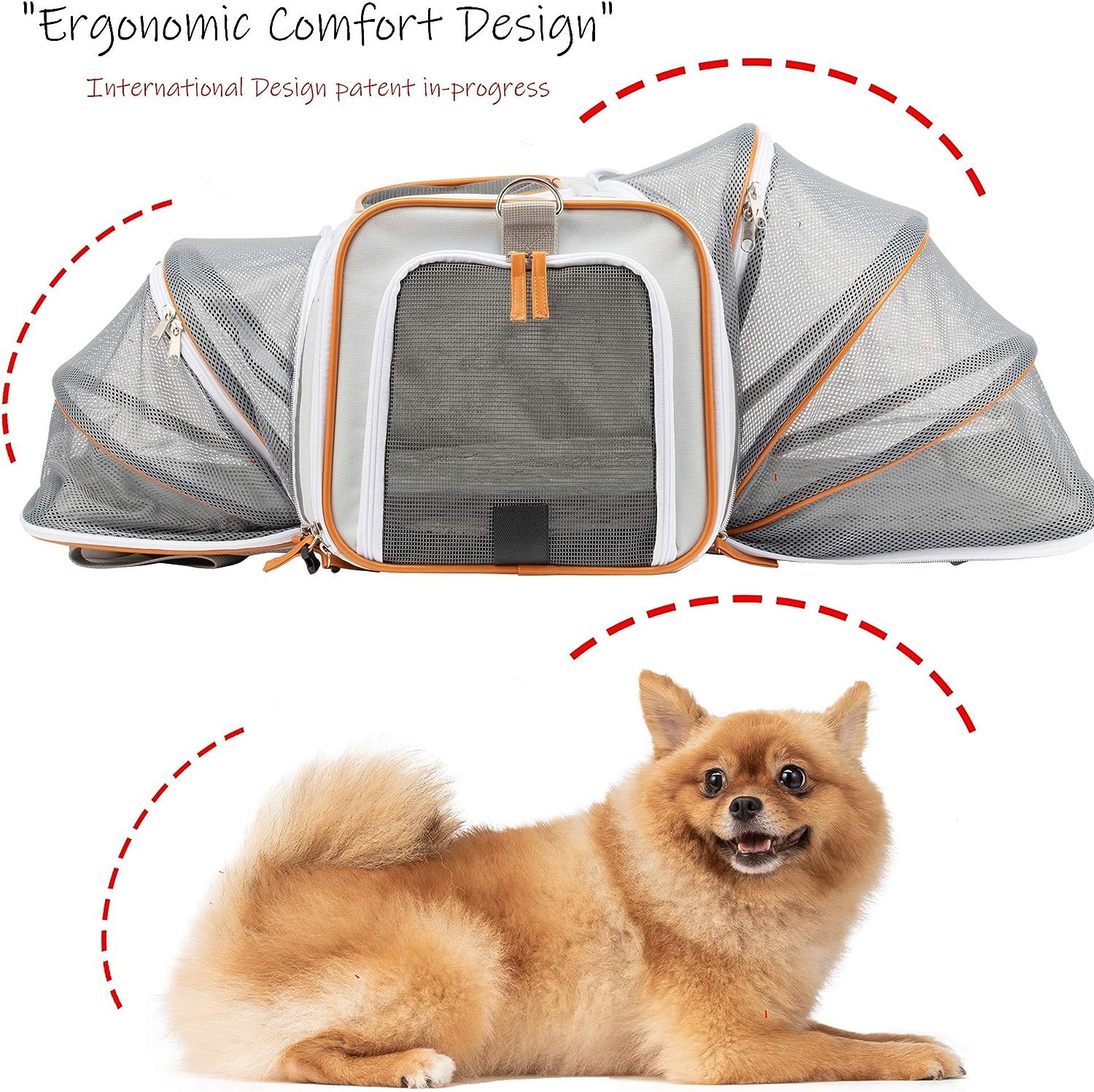 PETCIOUS Airline Approved Pet Carrier Backpack Under seat Soft Unique Dog Purse Travel Carriers Backpacks for Hiking Camping Outdoor Tote Front Expandable Bag for Small Puppy Dogs in Airplane Car Pet ...