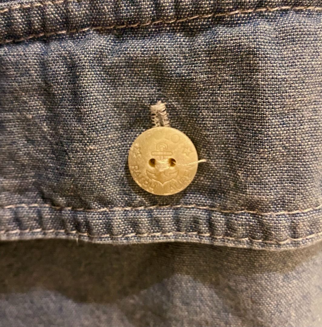 Polo Ralph Lauren vintage zip up light spring jacket chambray blue made in Singapore L cut tag and