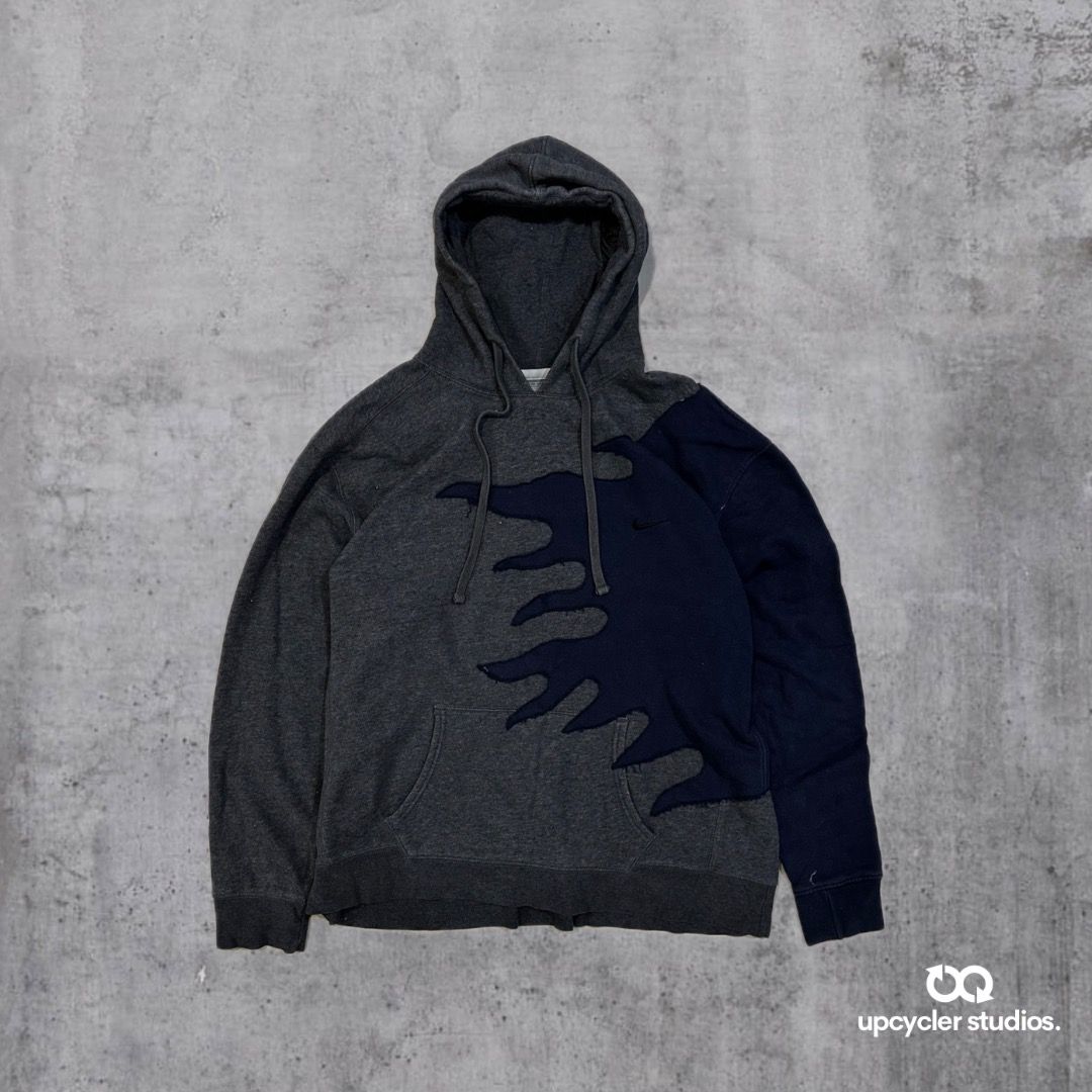 Reworked Nike Hoodie Grey Blue Boxy Fit Men s Fashion Coats Jackets and Outerwear on Carousell