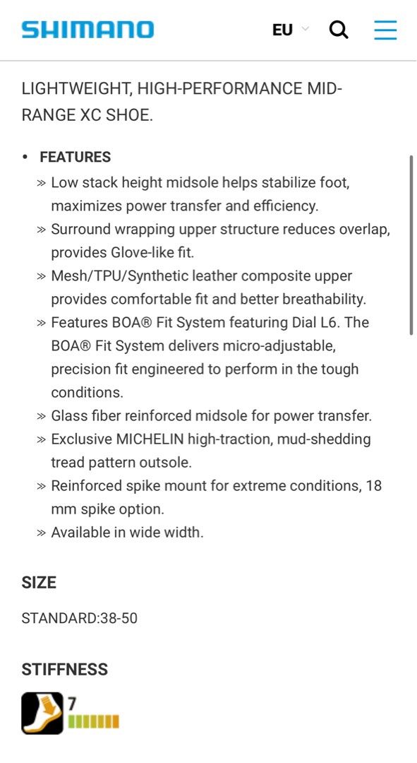 Shimano road 2025 shoes size chart