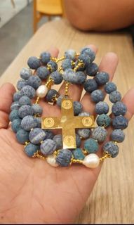 St. Benedict Blue Coral rosary, made in Vatican Rome