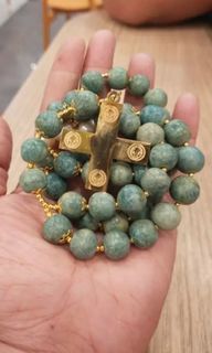 St.Benedict Green Coral rosary, made in Vatican Rome
