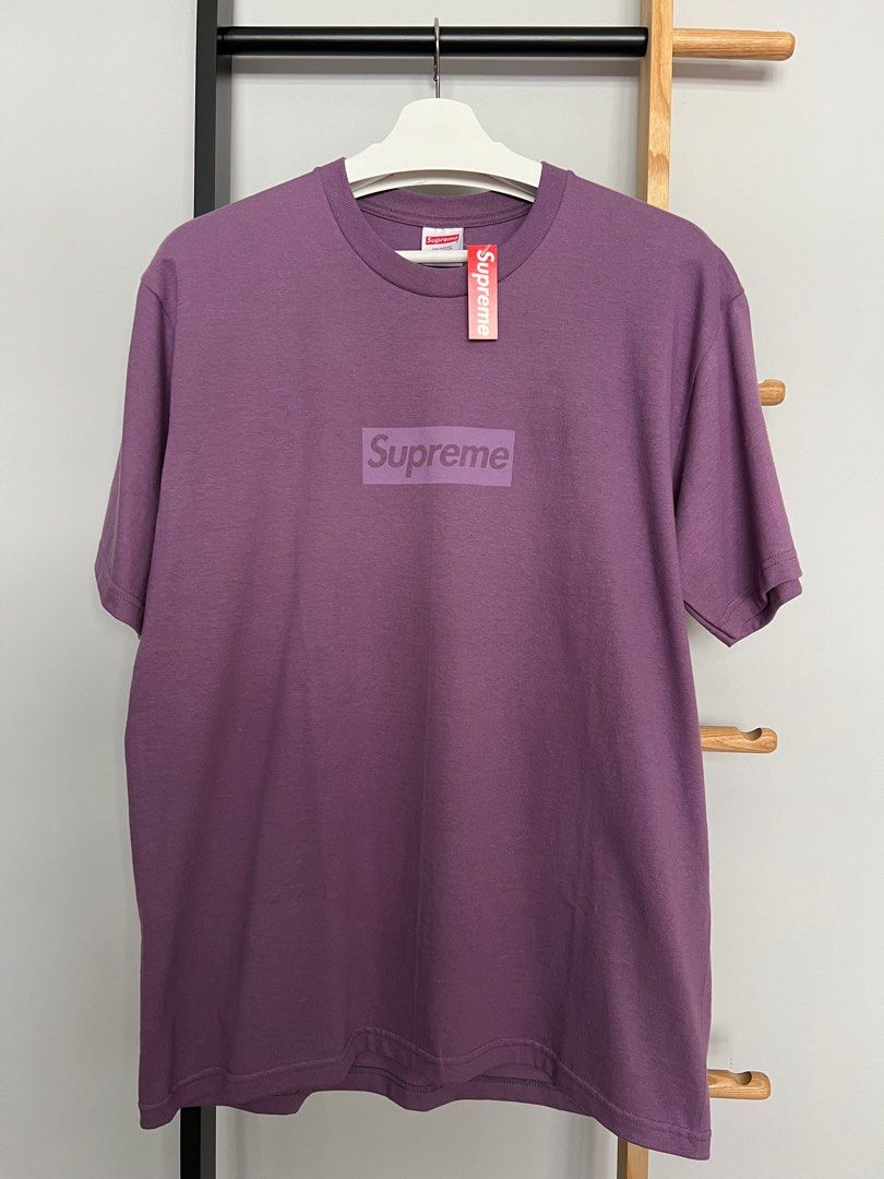 Supreme Tonal Box logo Tee Purple Medium Men s Fashion Tops