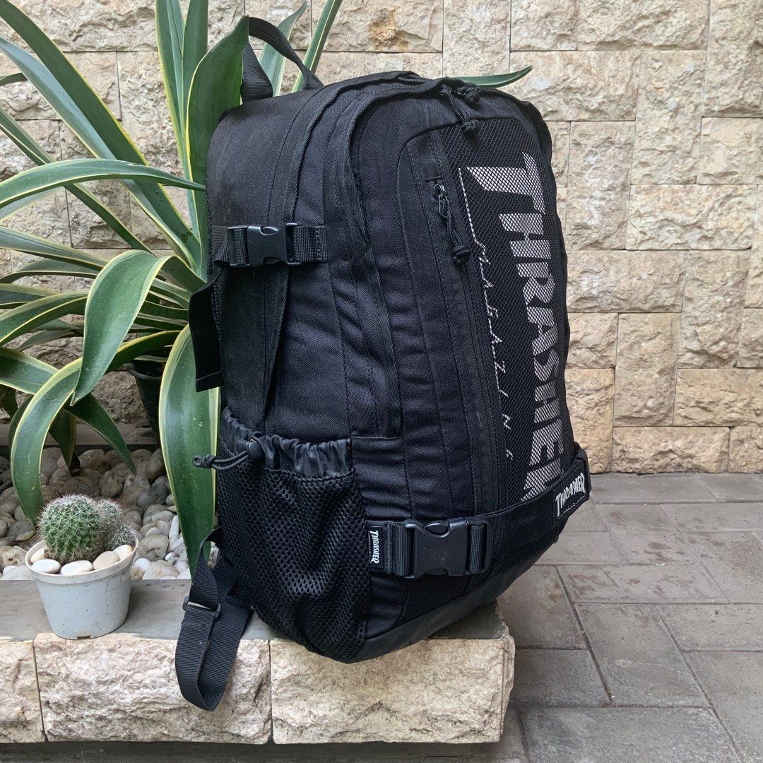 THRASHER RUCKSACK MESH POCKET BACKPACK LOGO MARK THRSG7901N Fesyen Pria Tas Dompet Ransel di Carousell