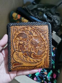 tooled leather men's wallet