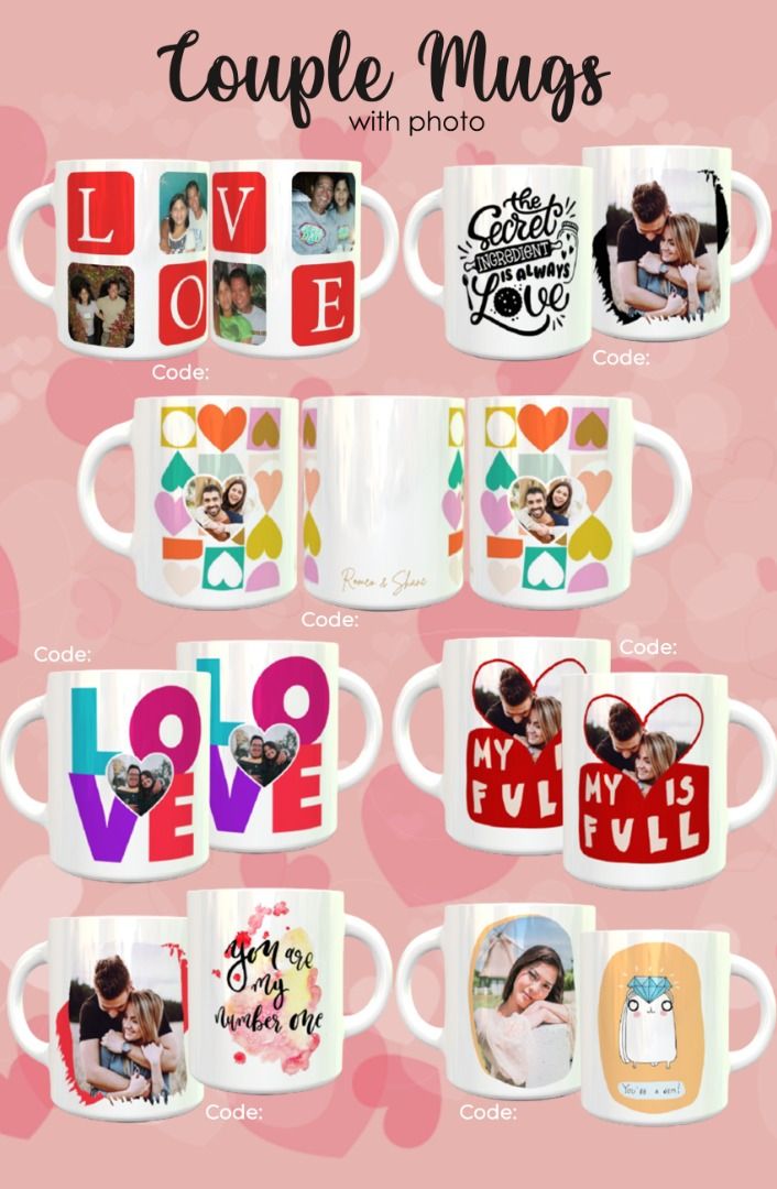 Valentines Gift Mugs (Category: Coffee & Tea Tableware) located in Cavite. Submitted by luxuryu030 (Listing ID 1283968671, Image 3). Description: Looking for unique yet affordable gift this coming Valentines? ❤ Customize your Valentines with us! Customized Mugs - Price starts at 80 php each! Customized Magnets - 50 php each! PM me for more designs.