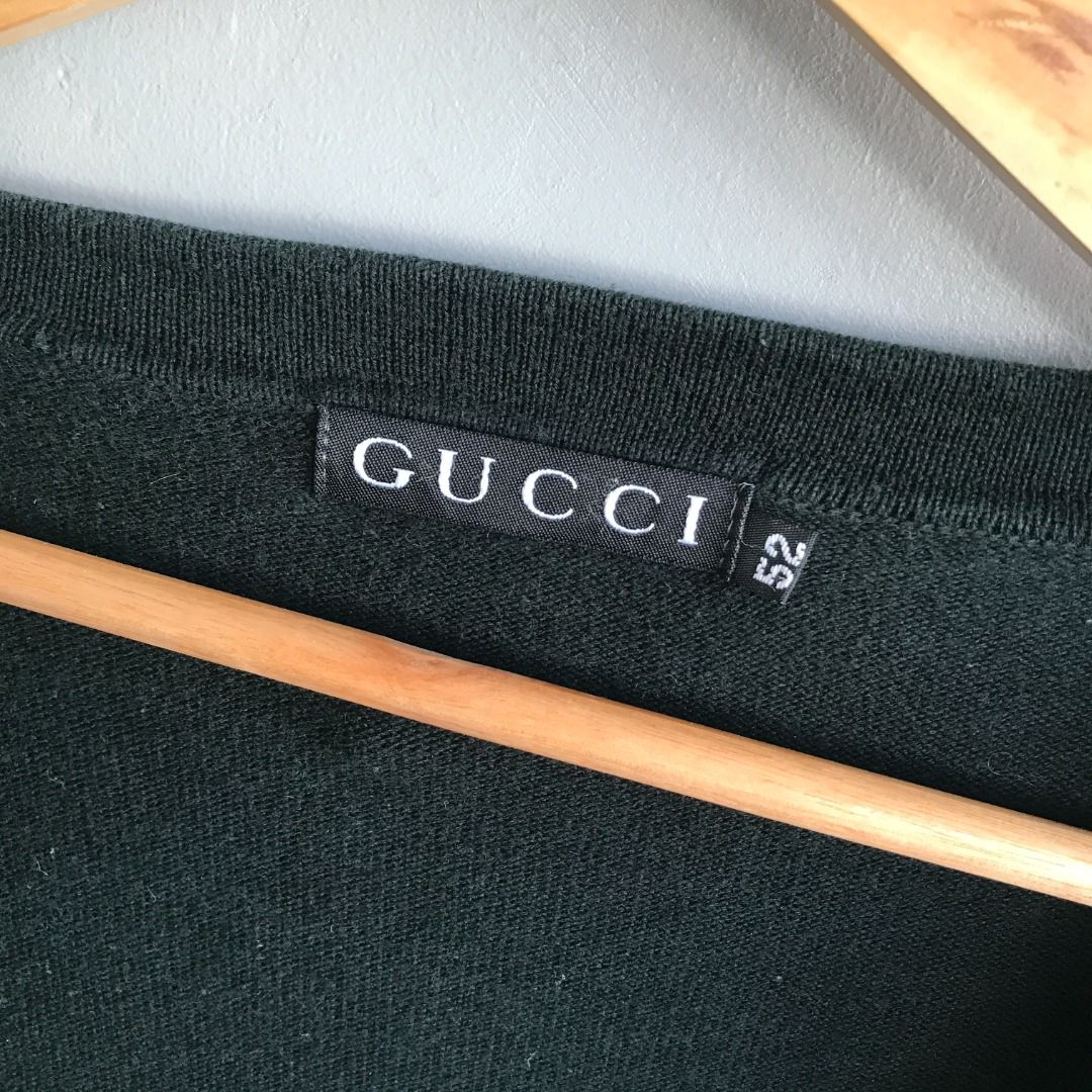 Vintage Gucci Cardigan (Category: Luxury Apparel) located in Santa Rosa. Submitted by heysepyo (Listing ID 1284226154, Image 3). Description: Vintage G/UCCI CARDIGAN 22W 32L Unisex type of cardigan Check photos for details Sells 35k on ebay.