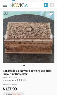 Vintage Wooden Handcarved Jewelry abox