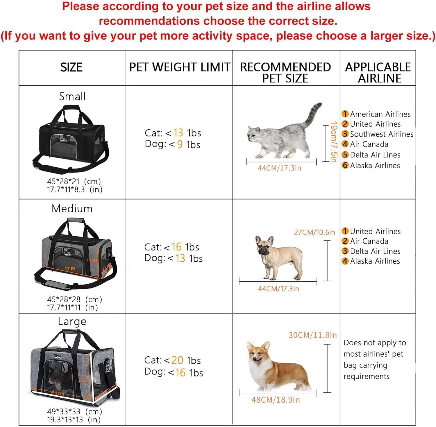 Alaska airlines dog carrier size store