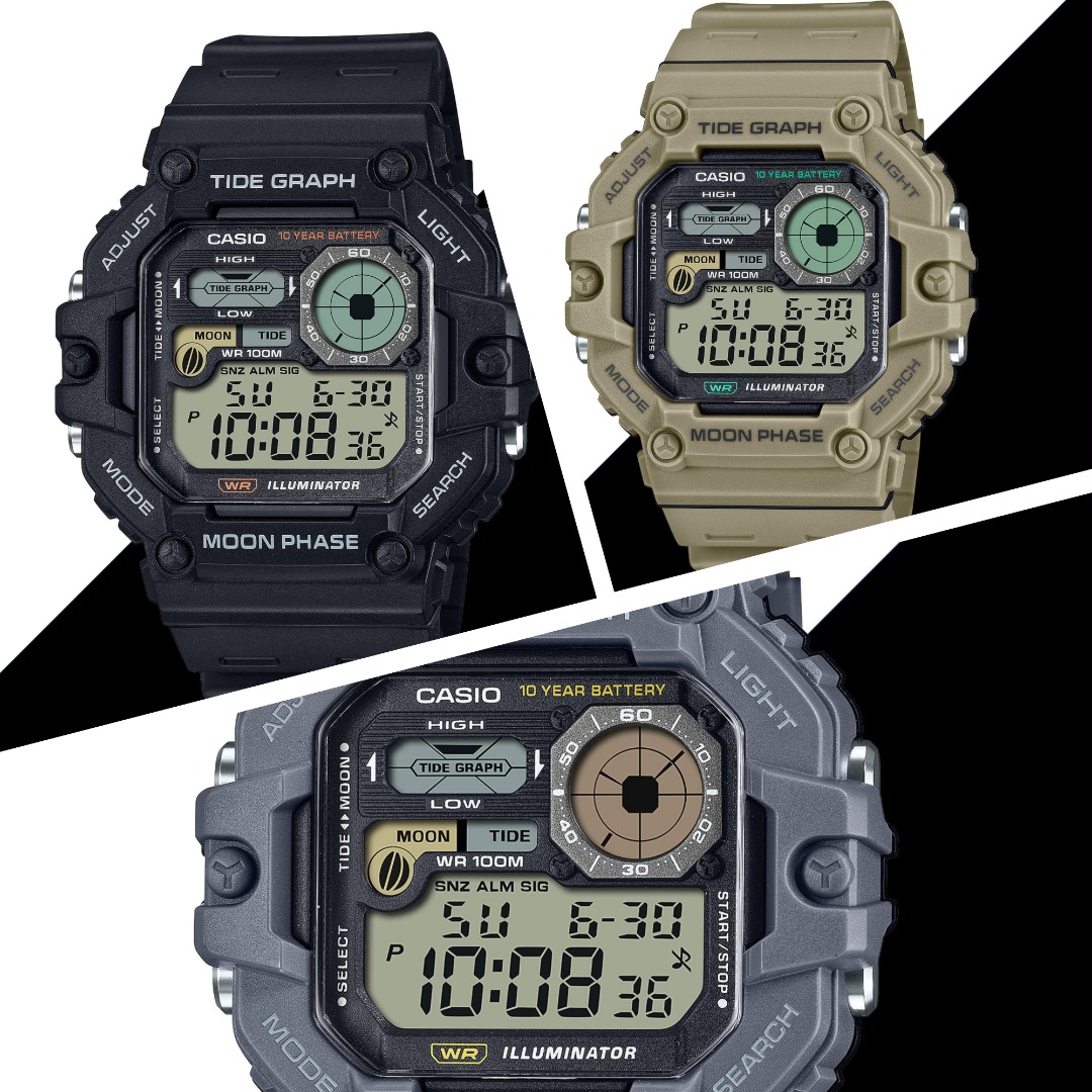Casio men's sports tide sales and moon graph watch