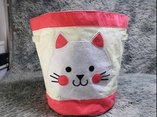 White Pink Cat Laundry Bag