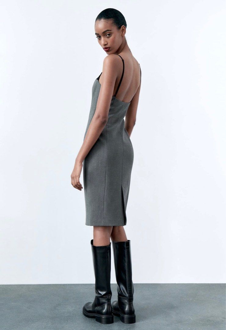 zara grey pinstripe dress Zara