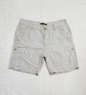 Zara Man Beige Linen & Cotton Blend Shorts for Men (Preloved)