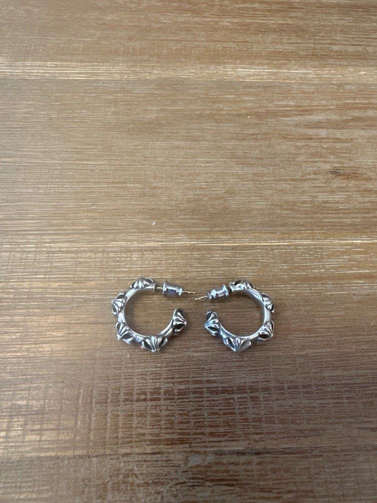 100 Authentic Chrome Hearts Cross Hoop Earrings