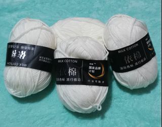 4Pcs 50g Milk Cotton Yarn Wool 4ply - Milky White