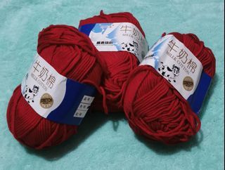 3Pcs 50g Milk Cotton Yarn Wool 5ply - Red
