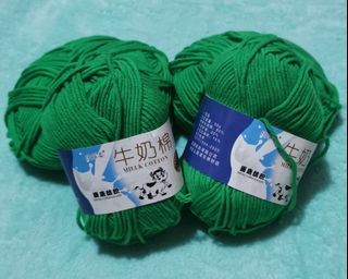 4Pcs 50g Milk Cotton Yarn Wool 5ply - Green