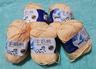 5Pcs 50g Milk Cotton Yarn Wool 5ply - Baby Yellow