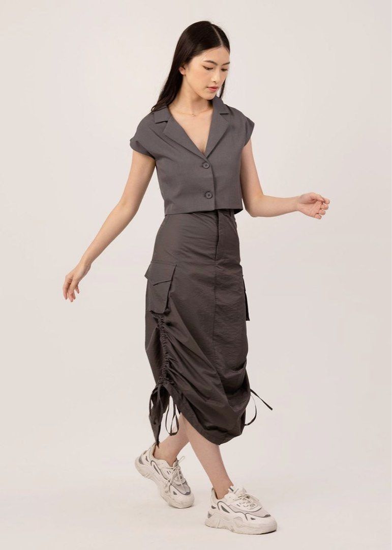 6style Urban Explorer Cargo Skirt in Gun Metal Women s Fashion
