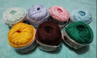 7Pcs Monaco Mercerized Cotton Yarn 3ply/5ply- Assorted Colors