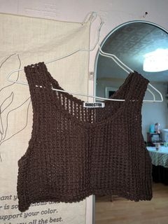 啡色針織窿窿短背心64243555799811110
