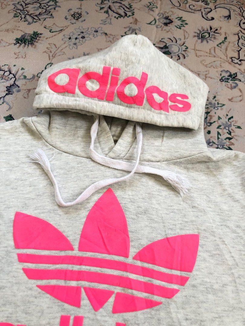 Adidas hoodie best sale grau pink